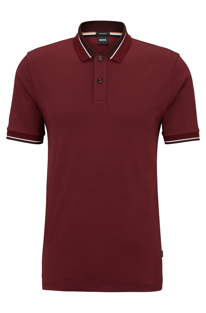 Parley Mercerised-cotton polo shirt with contrast tipping Dark Red