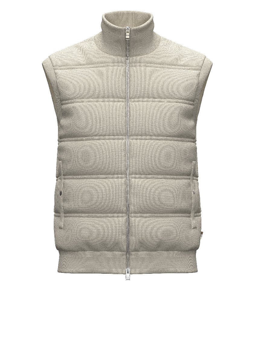 Mandolino Regular-fit gilet in a ribbed cotton blend Open White