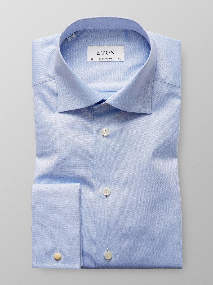 Contemporary Fit French Cuff Twill Shirt Light Blue