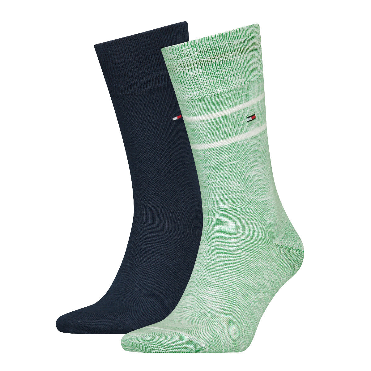 2PK Slub Socks Green / Navy