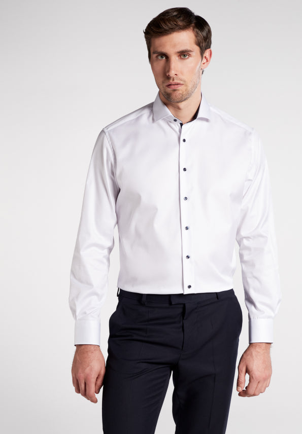 Modern Fit Twill Cover Shirt Uni White