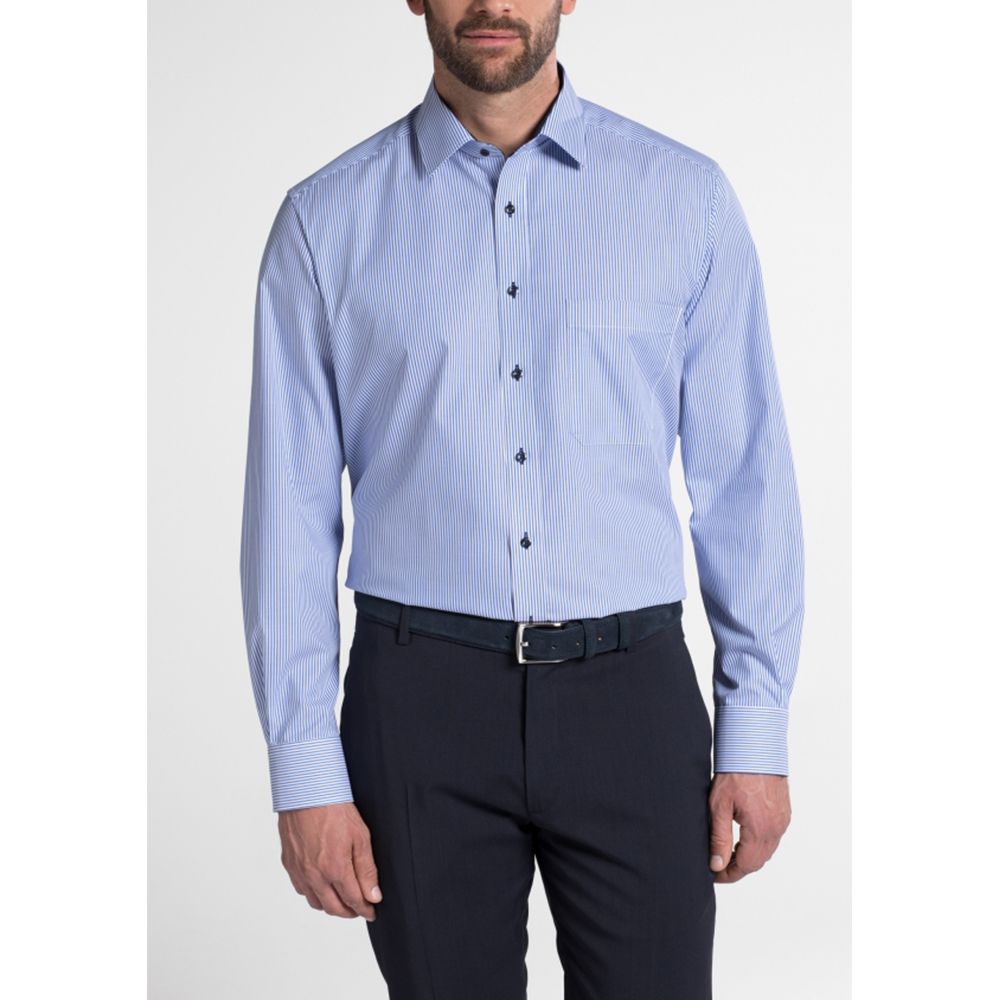 Fine Stripe Modern Fit Shirt Blue Striped
