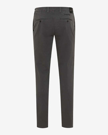 Brax Fabio Modern Fit Chinos in Grey on a hanger with a white background
