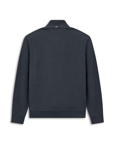 A Bugatti Hybrid Jacket in Navy shown from the back, featuring a high collar and ribbed cuffs and hem, displayed on a clean white background.