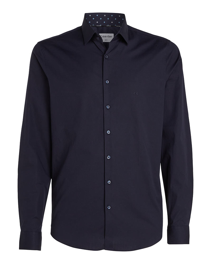 Calvin Klein Poplin Contrast Print Slim Shirt