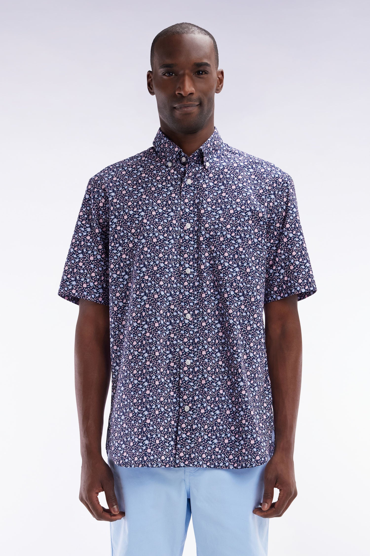 Eden Park Short Sleeve Cotton Poplin Floral Shirt