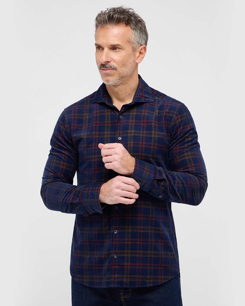 Eterna Slim Fit Long Sleeve Cord Shirt