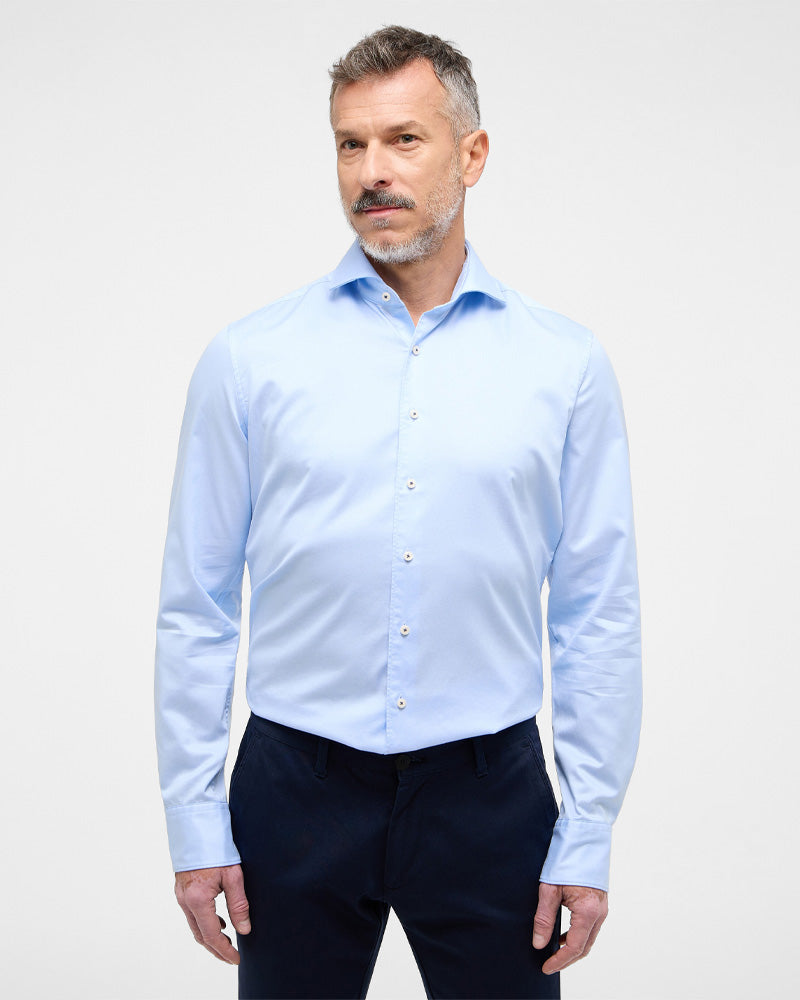 MODERN FIT Luxury Shirt in himmelblau unifarben | himmelblau | super MODERN FIT Luxury Shirt in himmelblau unifarben | himmelblau | super