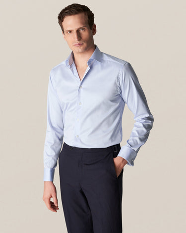 Eton French Cuff Twill Shirt, Light Blue
