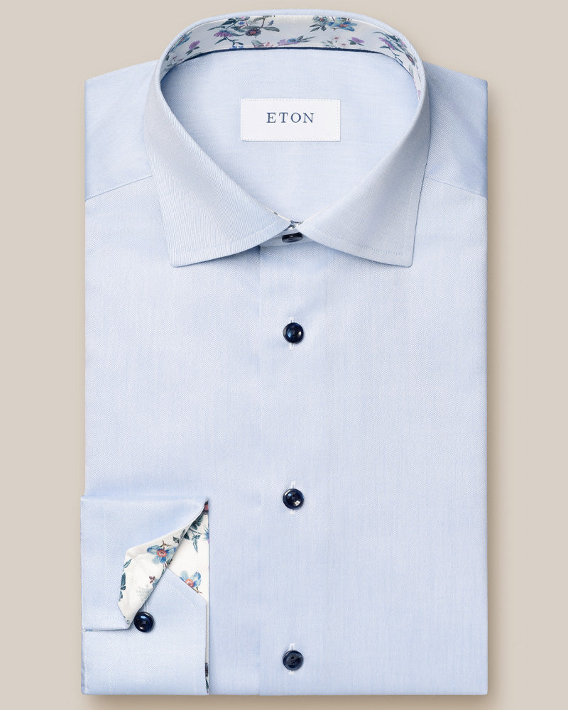 Eton Signature Twill Shirt Floral Details