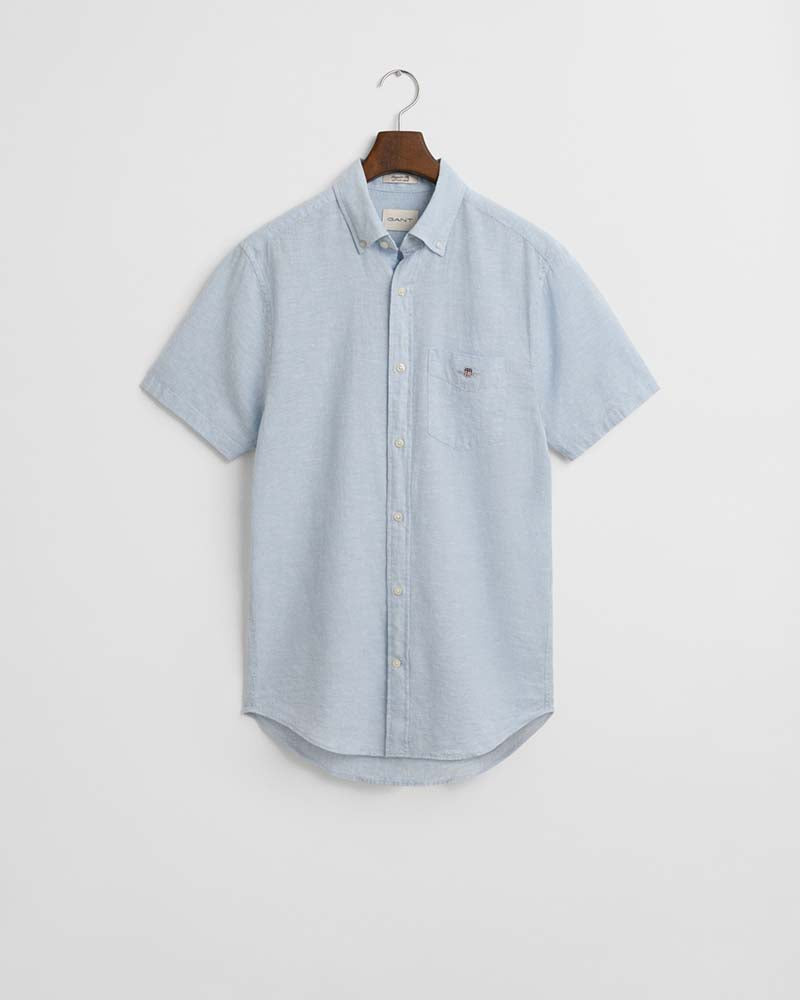 Gant Regular Fit Cotton Linen Short Sleeve Shirt