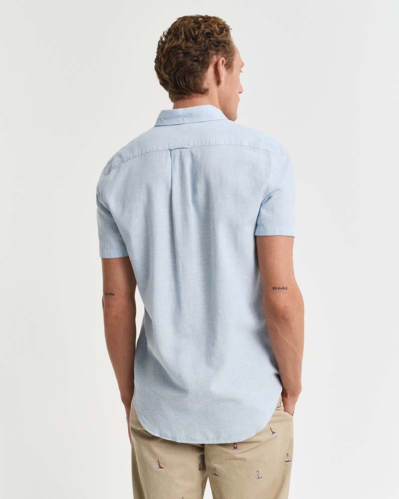 Gant Regular Fit Cotton Linen Short Sleeve Shirt