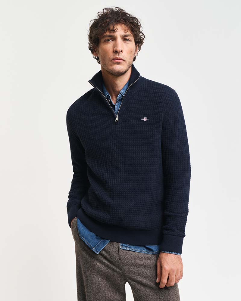 Gant Clothing Textured Cotton Half-Zip