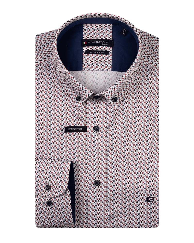 Giordano Ivy LS BD Satin Stretch Graphic Print Shirt