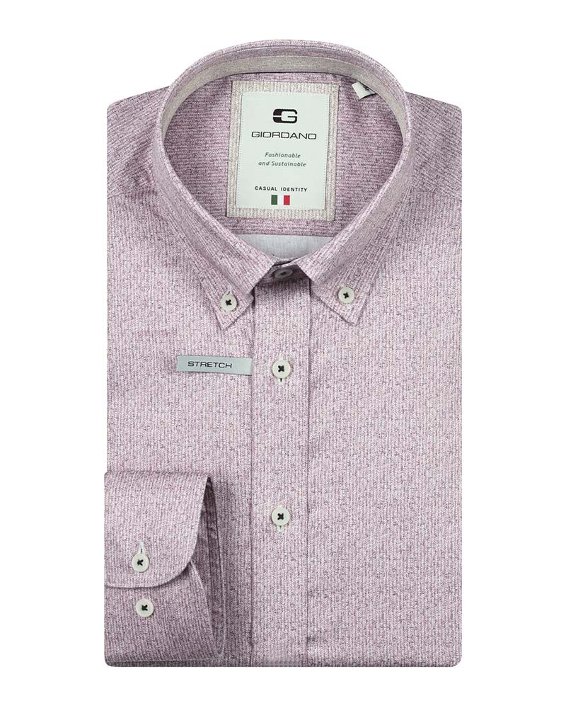 Giordano Loretto LS BD Satin Micro Herringbone Print Shirt