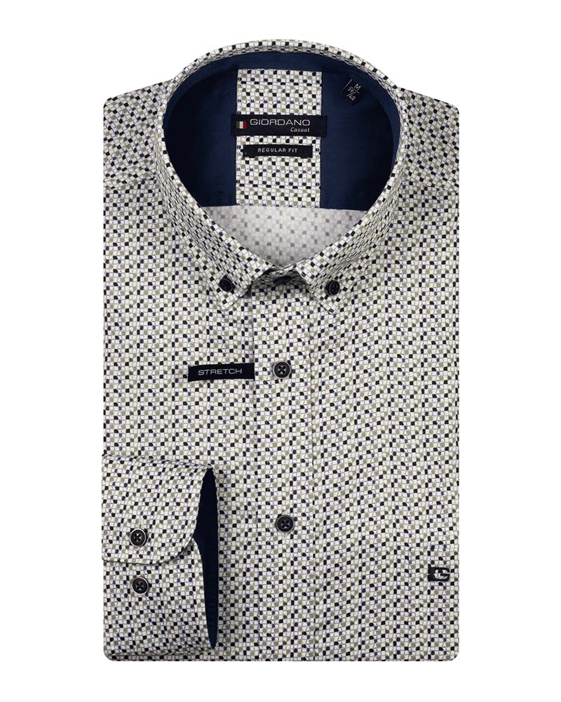 Giordano Ivy LS BD Satin Stretch Graphic Print Shirt