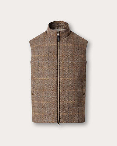 Hackett London Wool Blend Tattersall Padded Gilet