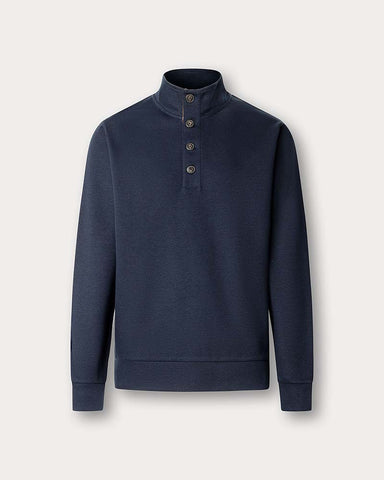 Hackett London Travel Twill Cotton Half Button Sweat