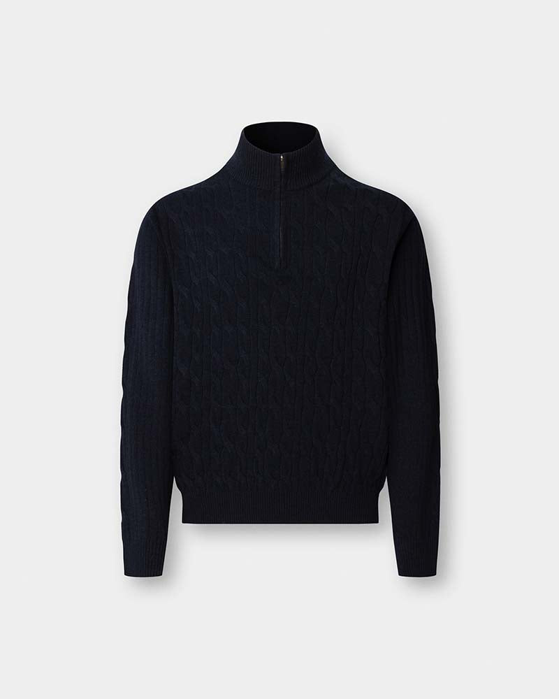 Hackett Lambswool Cable Half Zip