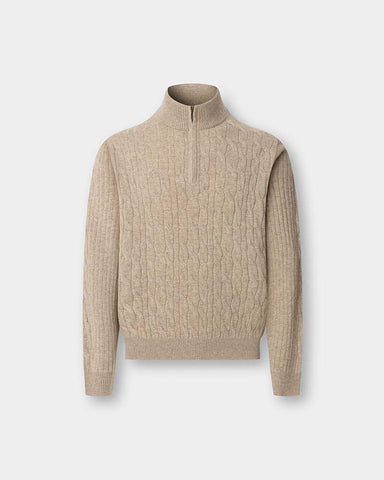 Hackett Lambswool Cable Half Zip