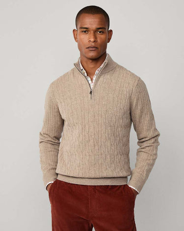 Hackett Lambswool Cable Half Zip