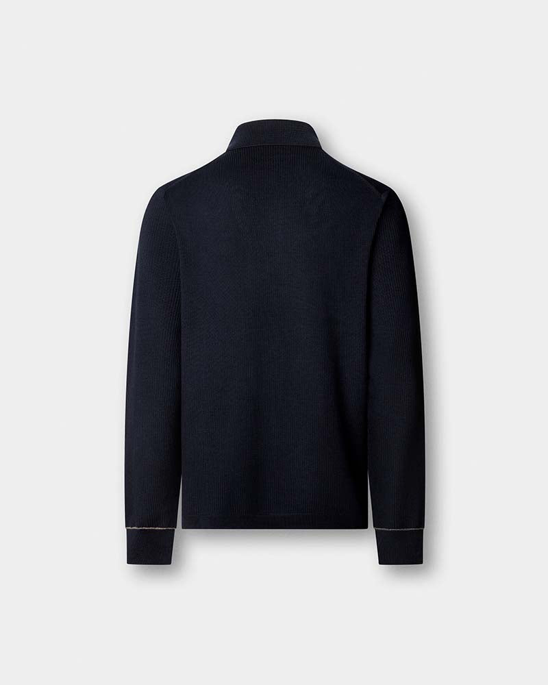 Hacket Textured Knit Long Sleeve Polo