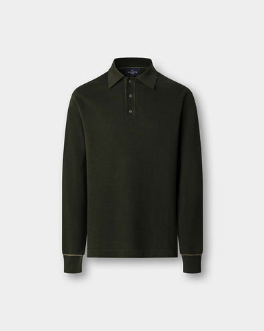 Hacket Textured Knit Long Sleeve Polo