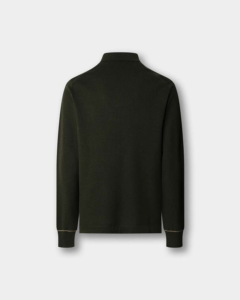 Hacket Textured Knit Long Sleeve Polo
