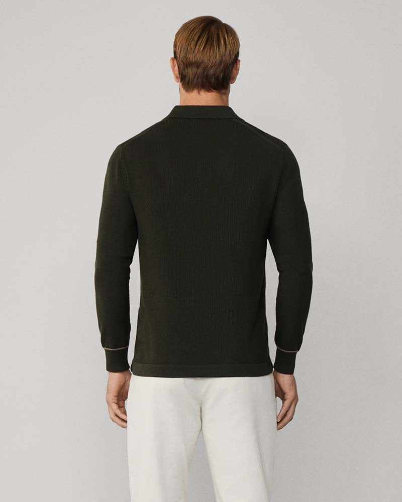 Hacket Textured Knit Long Sleeve Polo