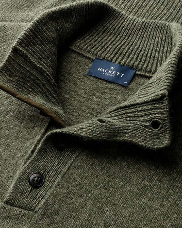 Hackett London Merino Wool Mouline Half Button Jumper