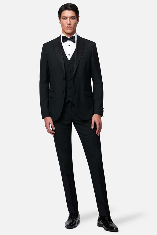 Benetti James Peak Lapel Slim Fit Tux Suit Black