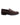 A dark brown suede penny loafer shown from a side profile view against a plain white background.