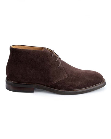 A John White Wessex Suede Chukka Boots, Brown with matching laces, shown in a side profile view against a plain white background.
