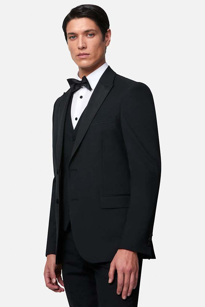 Benetti James Peak Lapel Slim Fit Tux Suit Black