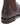 Close-up of the heel and side profile of a R.M. Williams Craftsman Wide Fit, Chestnut boot, showing the elastic side gore and stacked heel on a white background.