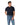 A man wearing a R.M. Williams Parson T-Shirt, Navy with a small red embroidered logo on the left chest, paired with blue jeans, photographed against a solid white background.