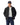 A man wearing a R.M. Williams Rydal Padded Jacket, Black, a white t-shirt, blue jeans, and a navy blue baseball cap with 'PUSH LOVEY' embroidered on the front, photographed against a solid white background.