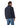 A man wearing a R.M. Williams Rydal Padded Jacket, Navy, shown from the back, paired with blue jeans against a plain white background.