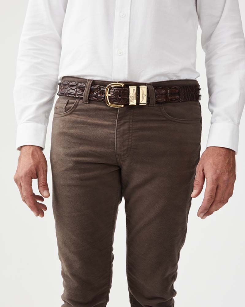 R. M. Williams Crocodile Drover Belt