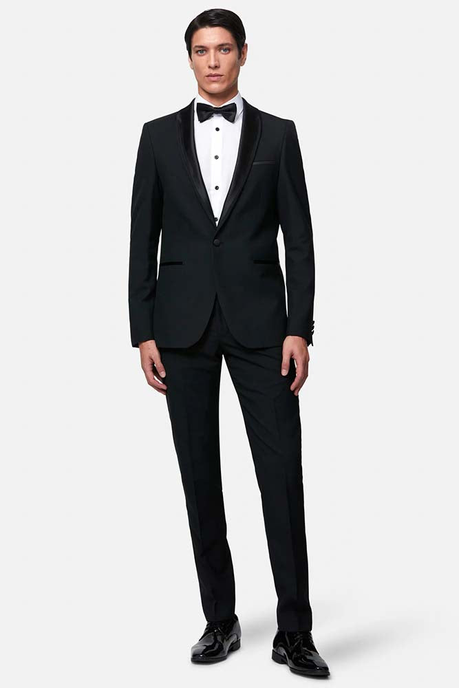 Benetti James Shawl Collar Slim Fit Tux Suit Black