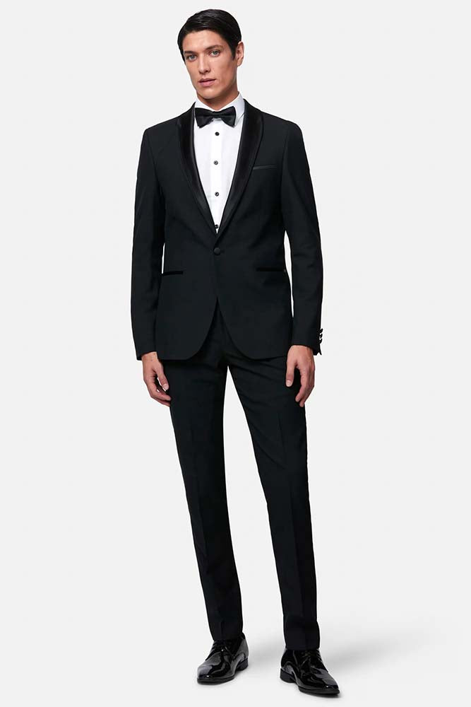Benetti James Shawl Collar Slim Fit Tux Suit Black