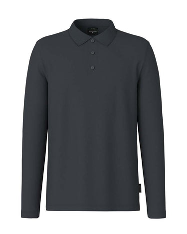 A Strellson Edgar Long Sleeve Polo, Dark Blue with a three-button placket, displayed on a clean white background.