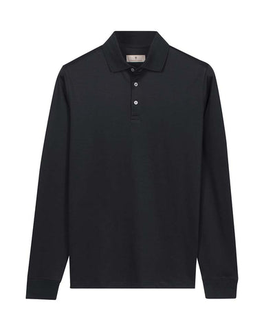 Thomas Maine Liquid Cotton Long Sleeve Poloshirt