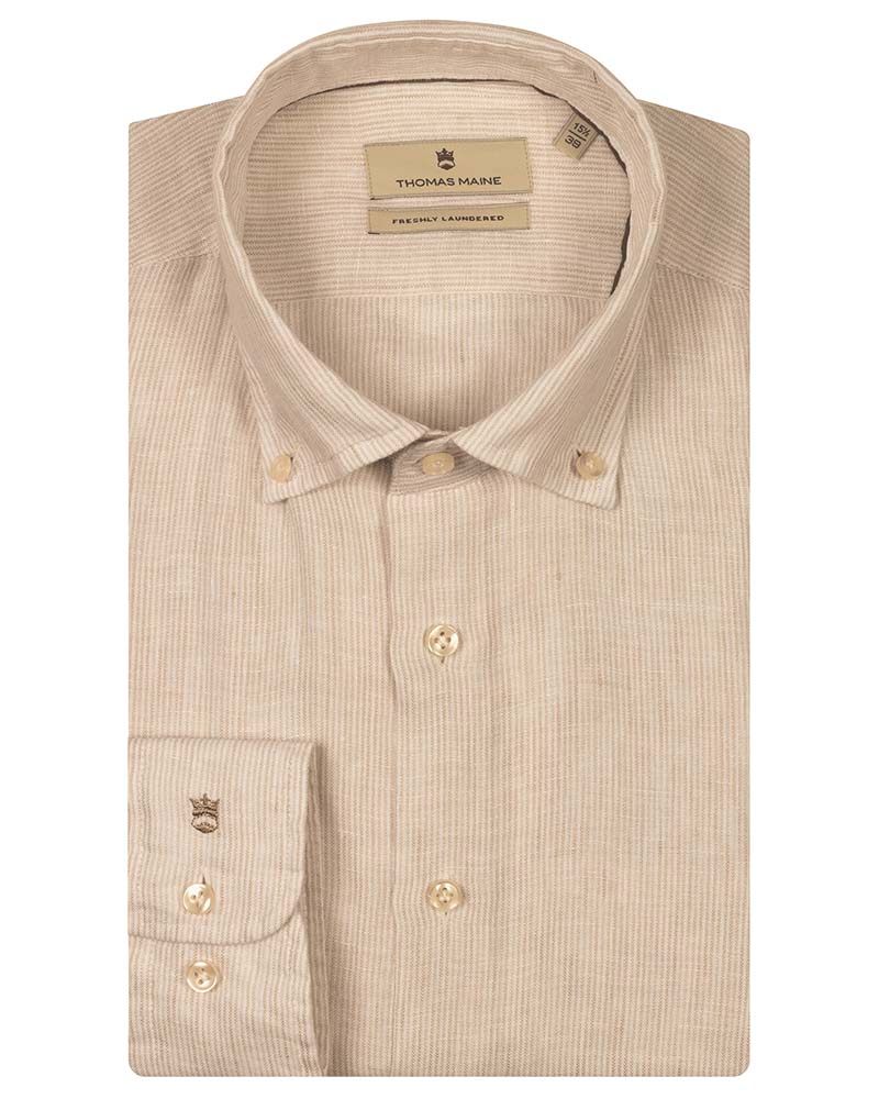 Thomas Maine Torino Small Stripe Linen Shirt