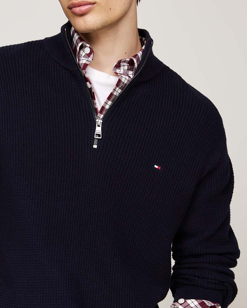 Tommy Hilfiger Structure Zip Mock Neck