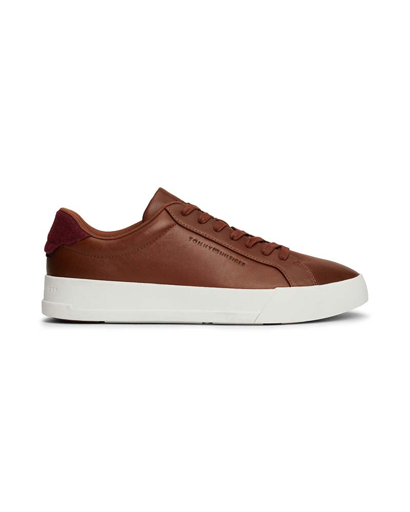 Tommy Hilfiger Leather Contrast Heel  Court Trainers