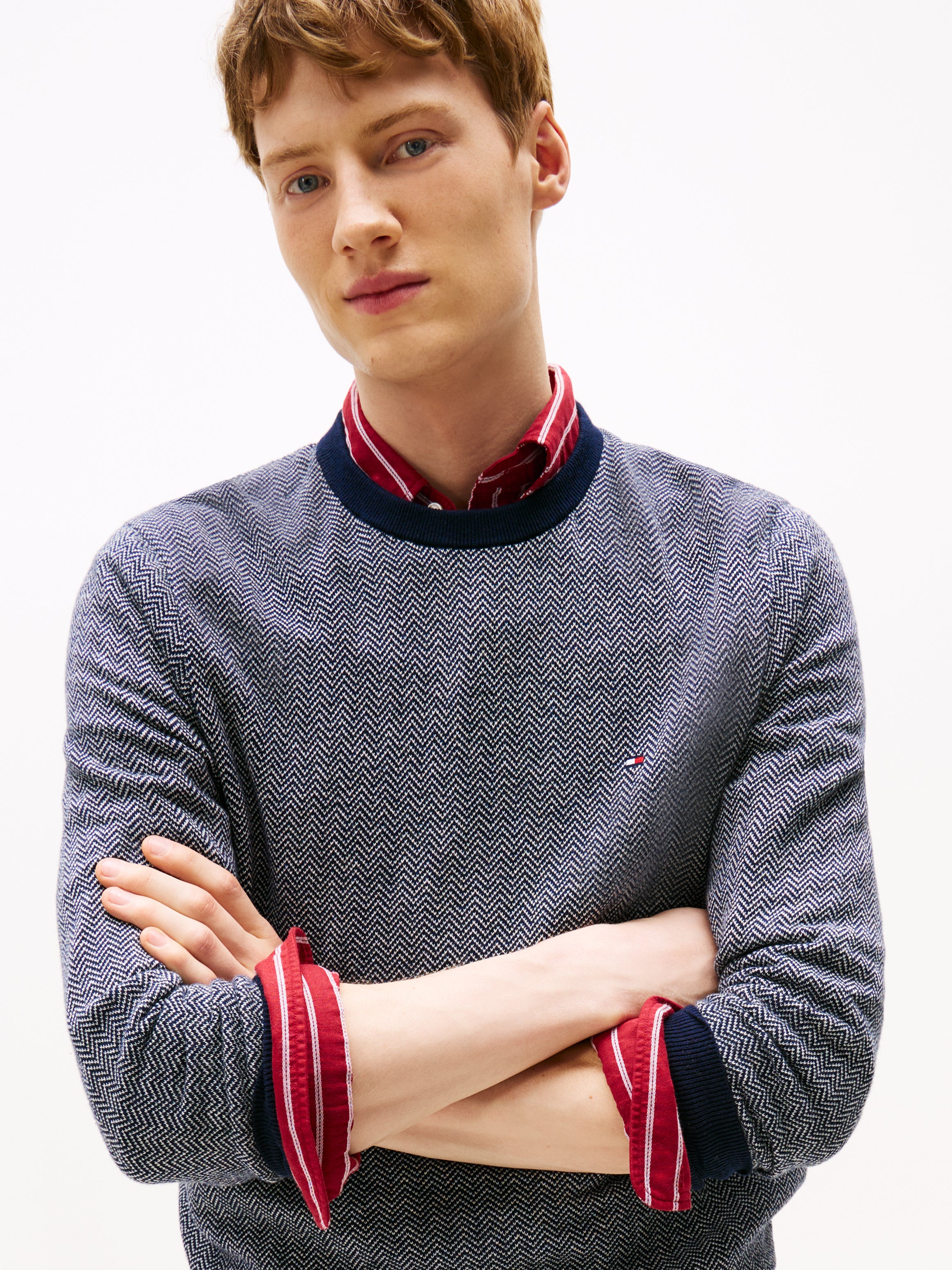 Tommy Hilfiger Cotton Cashmere Herringbone Crew