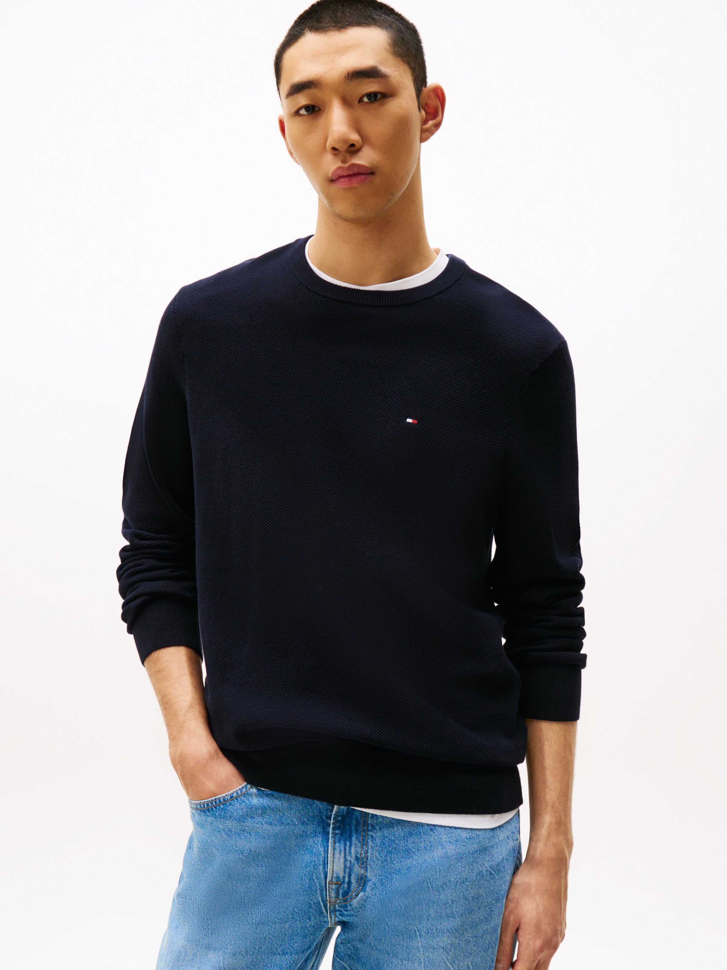 Tommy Hilfiger Waffle Knit Crew Neck Jumper