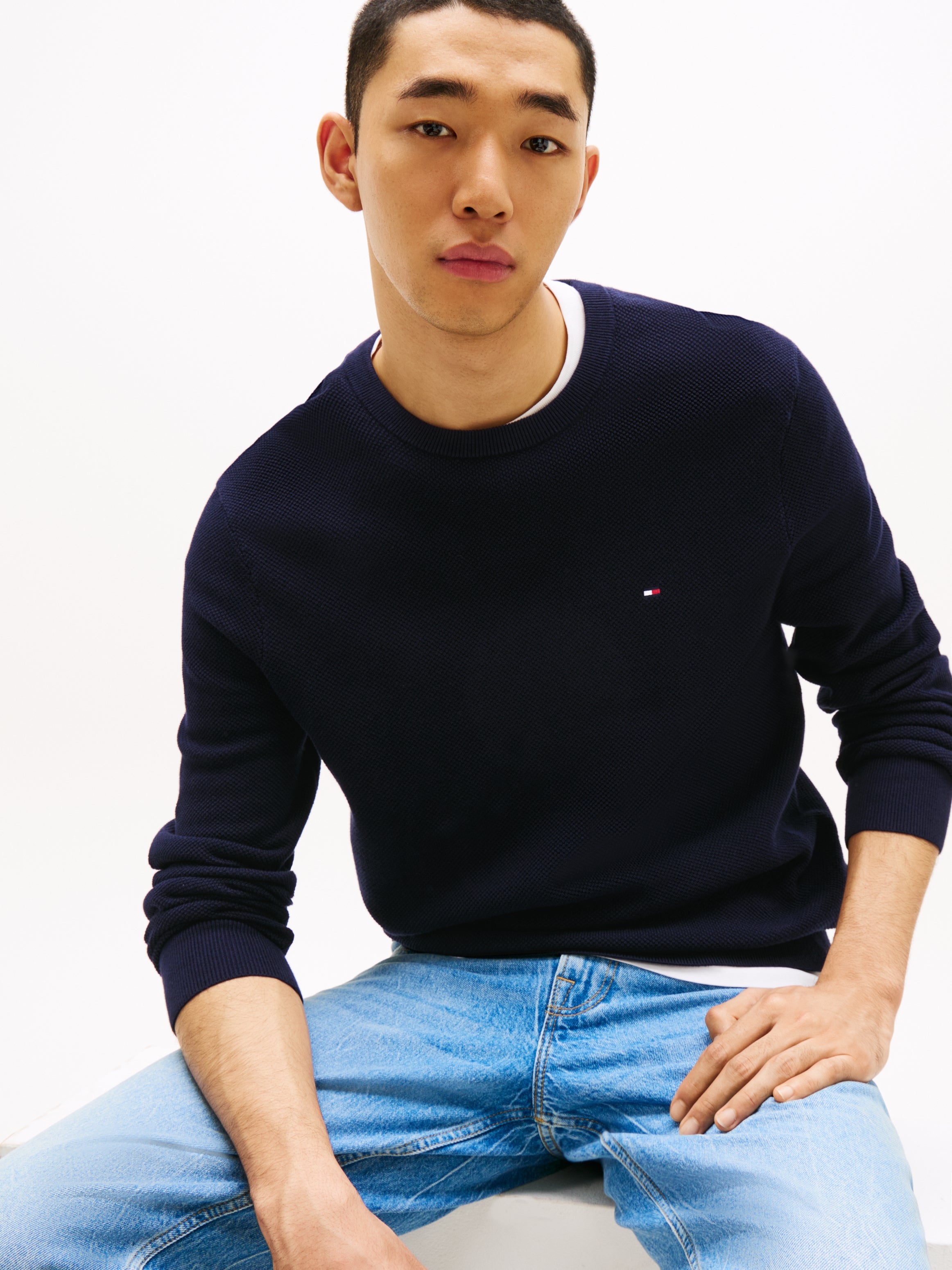 Tommy Hilfiger Waffle Knit Crew Neck Jumper
