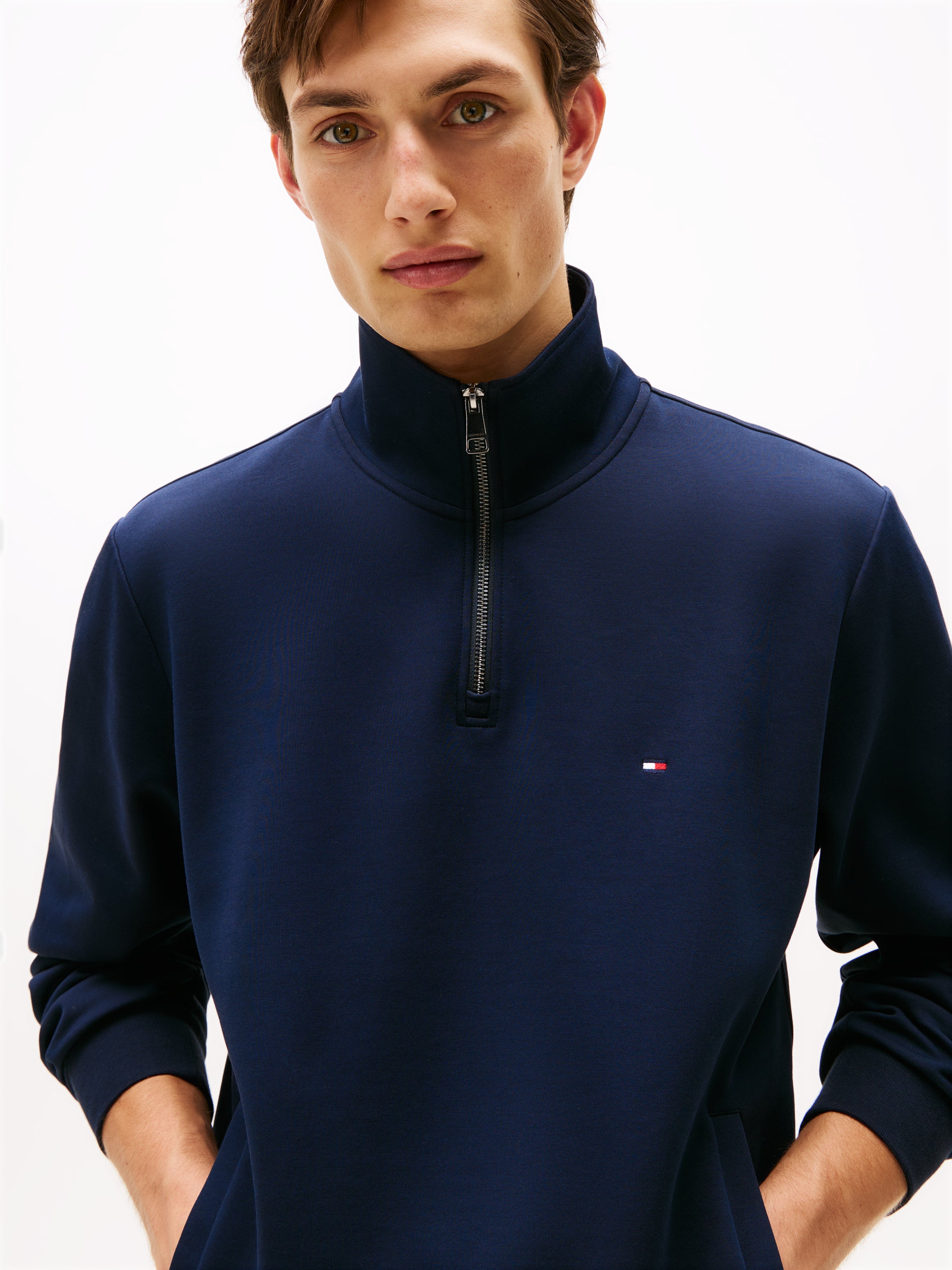 Tommy Hilfiger Regular Fit Logo Quarter Zip Sweatshirt